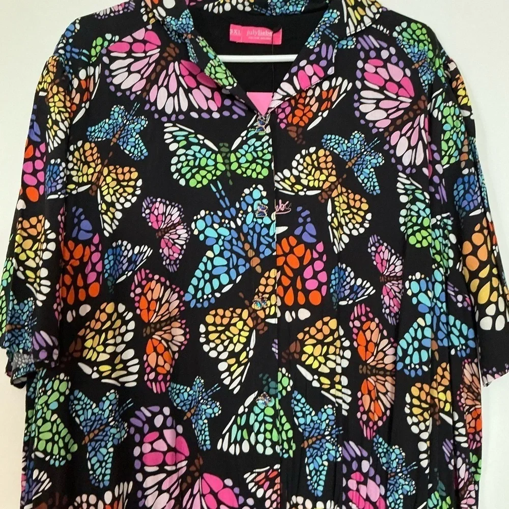 JulyLiebe Butterfly Print Jumpsuit with Pockets Size 3XL